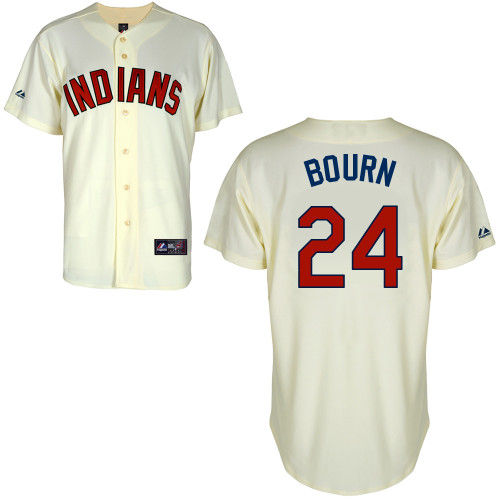 Michael Bourn #24 Youth Baseball Jersey-Cleveland Indians Authentic Alternate 2 White Cool Base MLB Jersey
